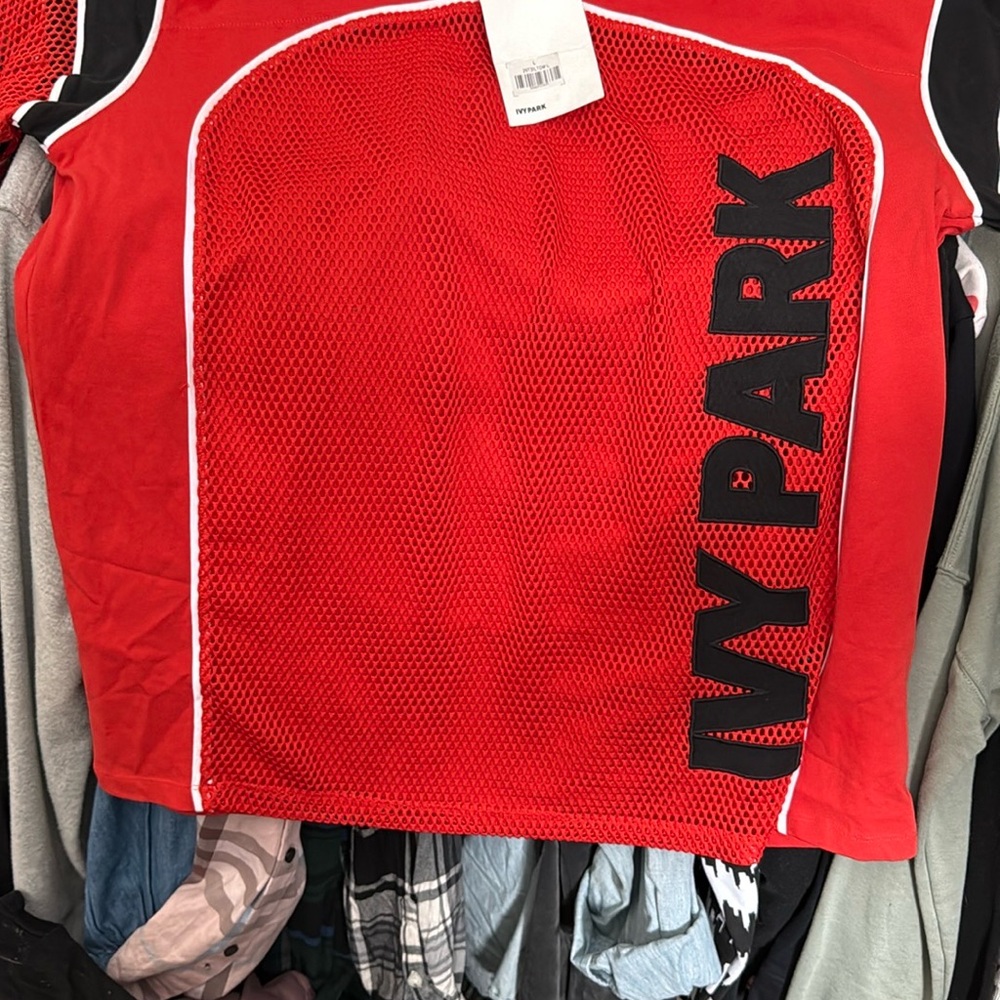 Ivy Park Red Mesh Top